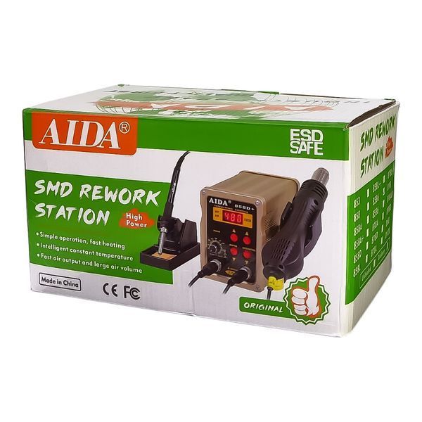 Паяльная станция Aida 8586, фен, паяльник с нагревательным элементом Hakko, цифровая индикация 187782 фото