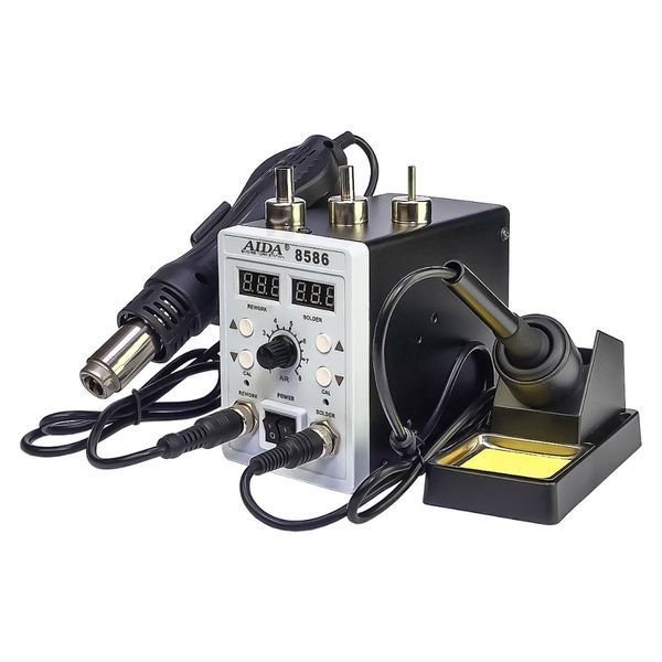 Паяльная станция Aida 8586, фен, паяльник с нагревательным элементом Hakko, цифровая индикация 187782 фото