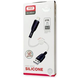 Кабель зарядки XO NB247 Silicone 6A USB - Lightning 0,25 м белый 164454 фото