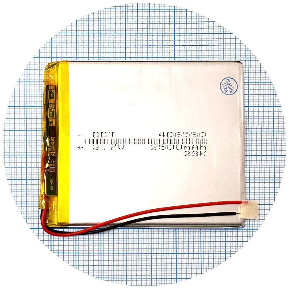 Аккумулятор универсальный 406580 80 х 68 х 3 мм 2500 mAh 3.7V 148568 фото