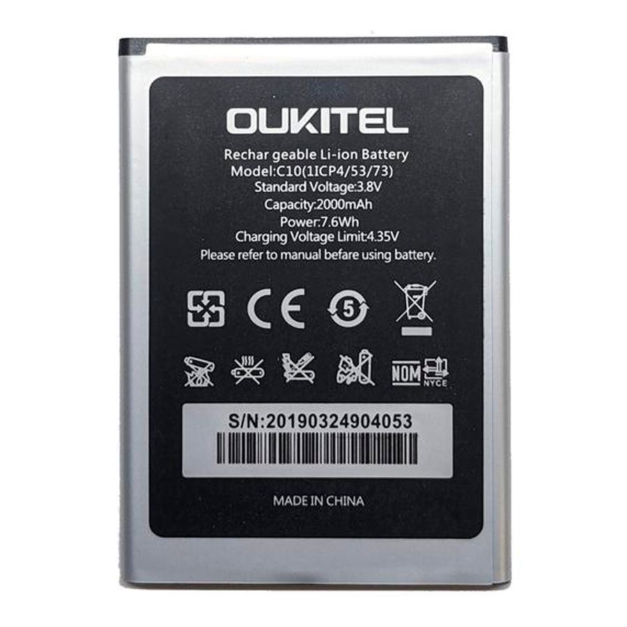 Аккумулятор Oukitel C10 (оригинал Китай 2000 mAh) 151892 фото