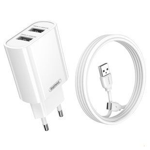 Зарядное устройство Remax Jane Series 2.1A Dual USB Charger Set RP-U35 Type-C (белое) 154883 фото