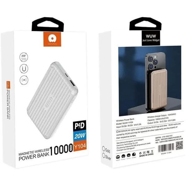 Power Bank Павербанк WUW Y104 MagSafe 10000mAh с магнитной беспроводной зарядкой 148495 фото