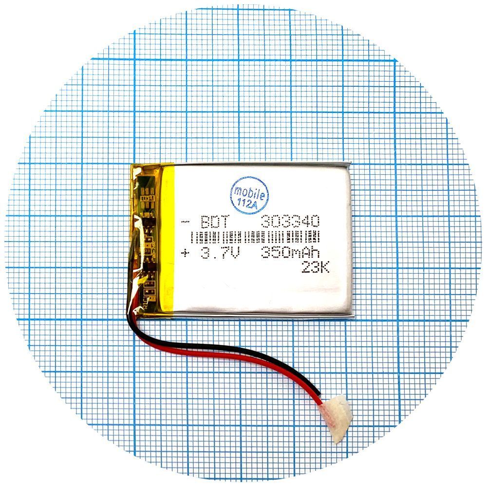 Аккумулятор универсальный 303340 42 х 30 х 3 мм 350 mAh 3.7V 162668 фото