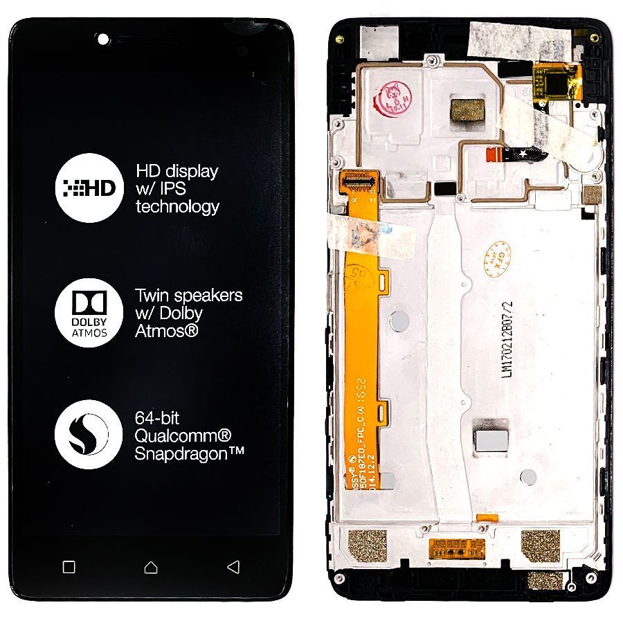 Дисплей Lenovo A6010 + тачскрин (черный оригинал 100% с передней панелью) 152380 фото
