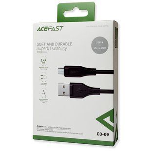Кабель зарядки AceFast C3-09 2.4A USB to Micro 1.2 м черный 149379 фото