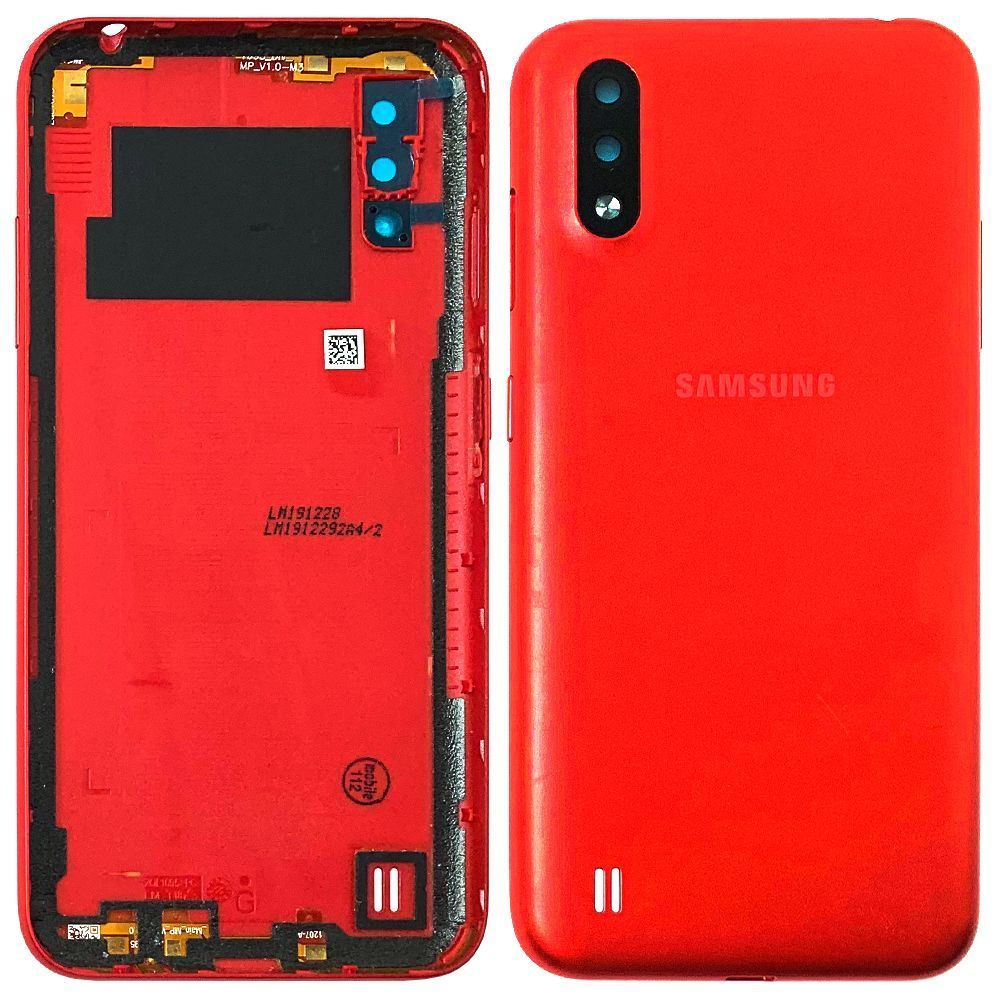 Задняя крышка Samsung Galaxy A01 A015F (красная оригинал Китай со стеклом камеры) 147603 фото