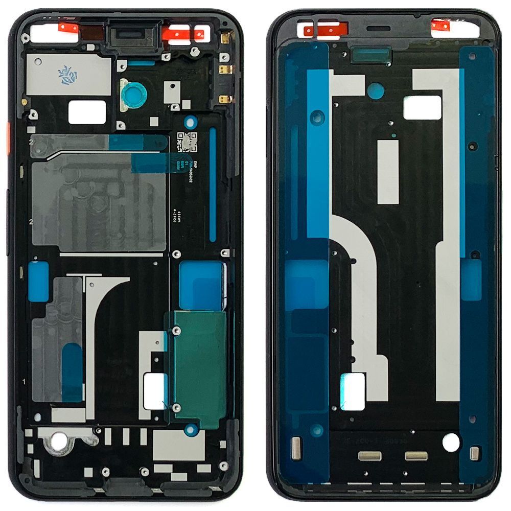 Рамка дисплея Google Pixel 4 (черная оригинал Китай с оранжевой кнопкой) 149157 фото
