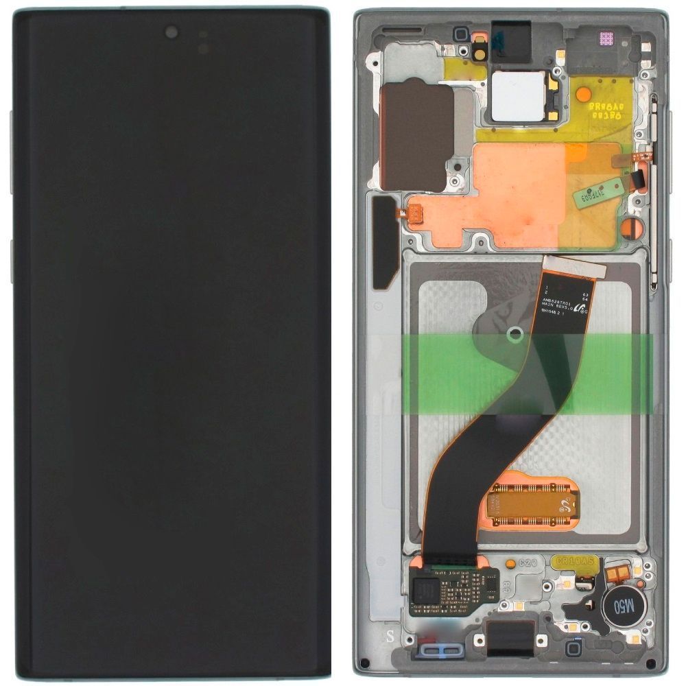 Дисплей Samsung Galaxy Note 10 N970F + тачскрин (OLED Small Glass с серебристой рамкой) 186754 фото