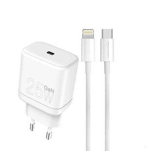 Зарядное устройство WUW-T60 25W Type-C-Lightning (белое) 155072 фото