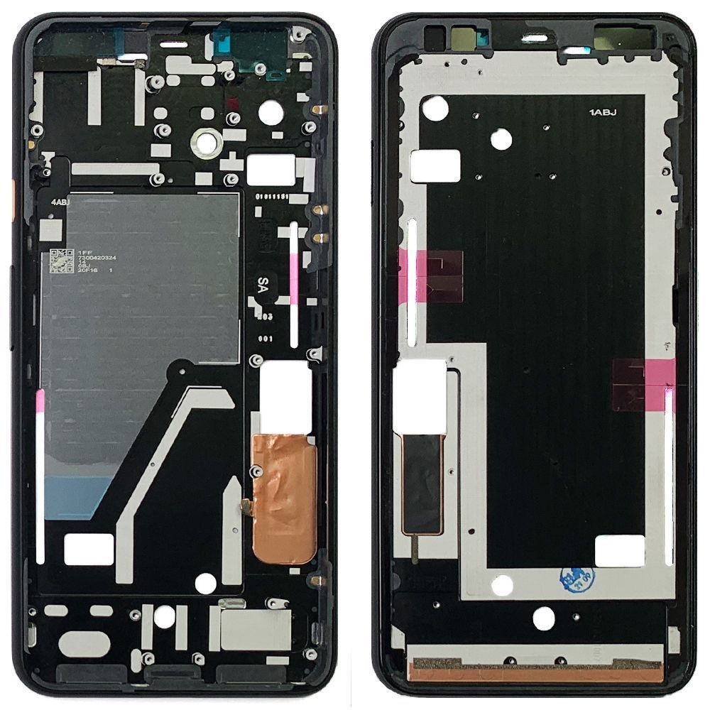 Рамка дисплея Google Pixel 4 XL (черная оригинал Китай с розовой кнопкой) 149160 фото