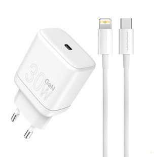 Зарядное устройство WUW-T63 30W Type-C-Lightning (белое) 155075 фото
