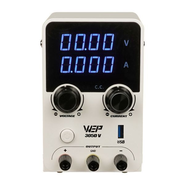 Блок питания лабораторный WEP 305D-V, 30V 5A, импульсный, с цифровой индикацией (V/A), USB QC 5V-12V/ 20W 188320 фото