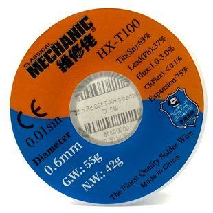 Припой Mechanic HX-T100 Sn 63%, Pb 37%, CI (Flux) < 0.1%, Flux 1-3%, 55 г, D0,6 мм, 183 &deg;C 163246 фото