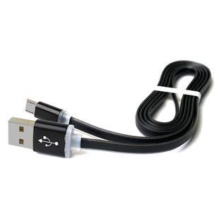 Кабель зарядки Noodle (Лапша) USB - Micro USB 1 м 2 А (черный) 162820 фото