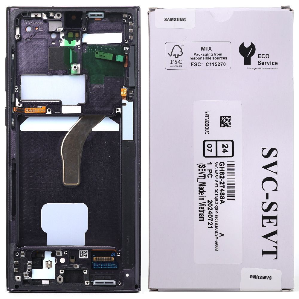 Дисплей Samsung Galaxy S22 Ultra 5G S908 з тачскріном (оригінал OEM SP з рамкою Phantom Black) 184932 фото