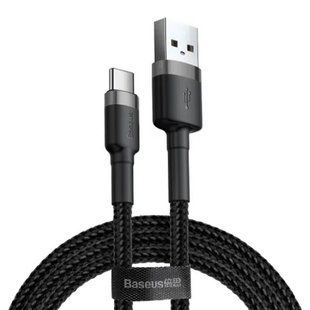 Кабель зарядки Baseus Cafule USB A - Type C 2A 2м чорно-сірий (CATKLF-CG1) 183358 фото