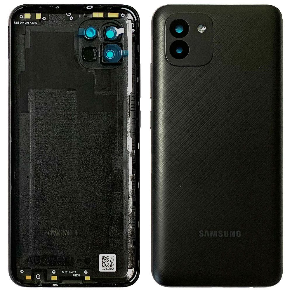 Задняя крышка Samsung Galaxy A03 A035F (черная оригинал Китай со стеклом камеры) 154148 фото