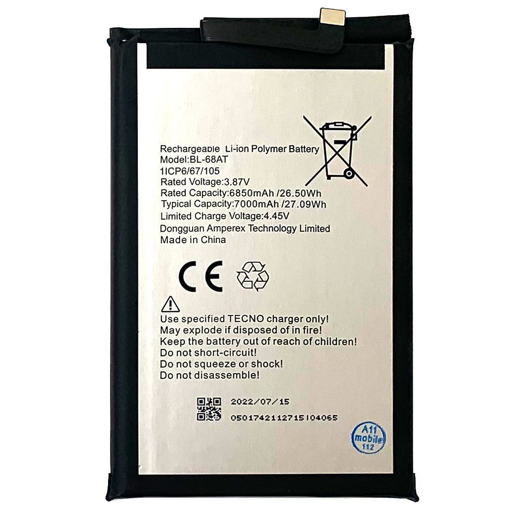 Аккумулятор Tecno BL-68AT Pova 2 3 (оригинал Китай 7000 mAh) 146834 фото