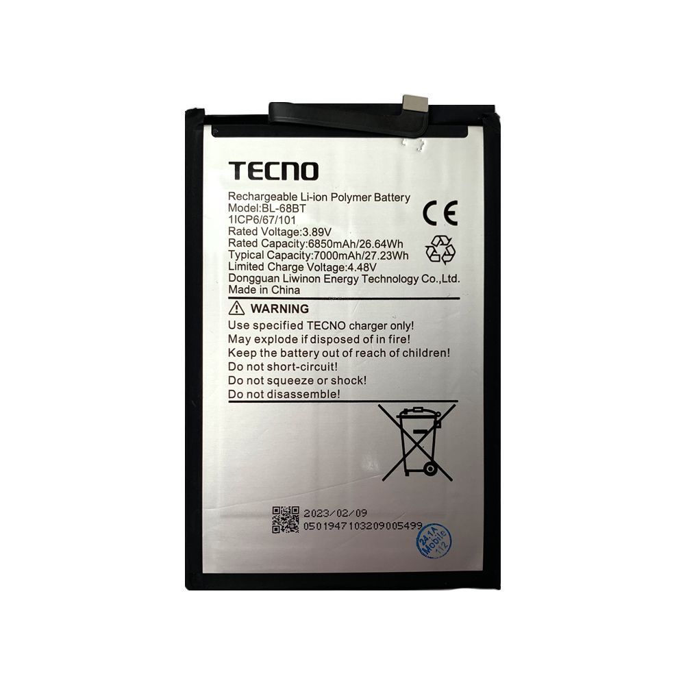 Аккумулятор Tecno BL-68BT Pova Neo 2, Pova Neo 3 (оригинал Китай 7000 mAh) 147120 фото