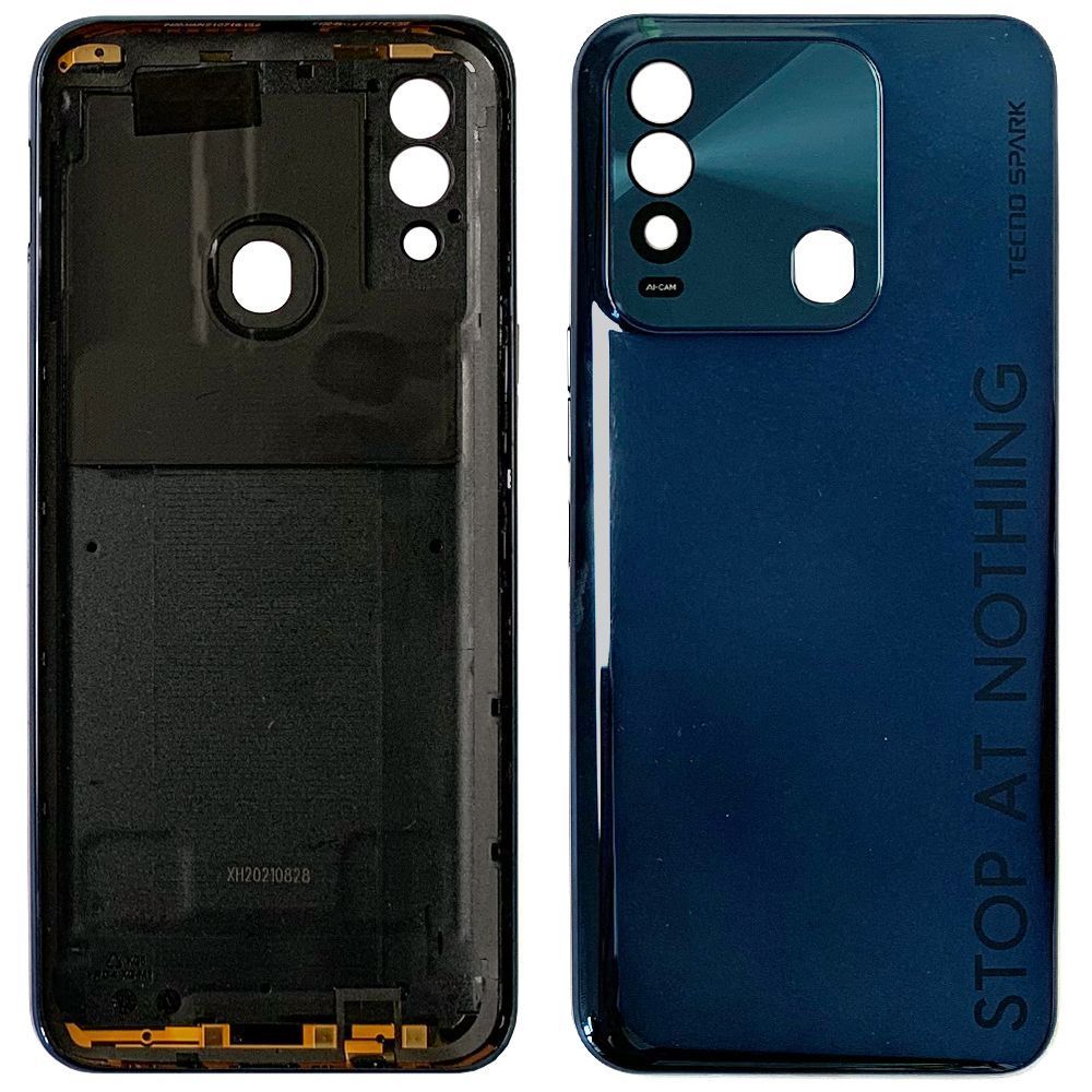 Задняя крышка Tecno Spark 8 KG6 KG6k (синяя оригинал Китай со стеклом камеры) 154236 фото